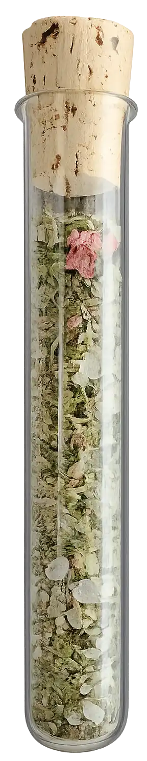 Reagenzglas mit Almkräuter-Gewürzmischung