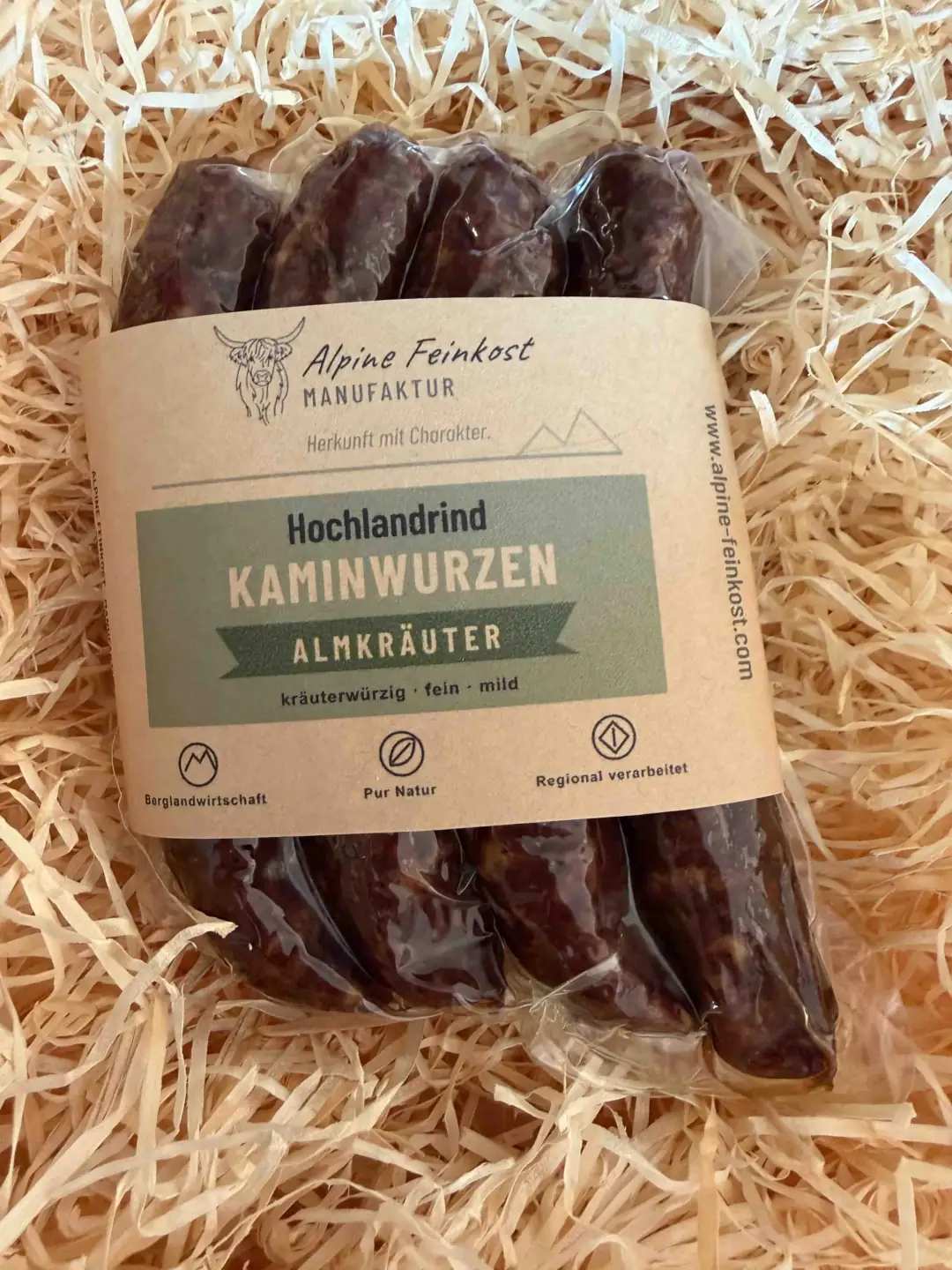 Home Kaminwurzen Almkräuter vom Hochlandrind